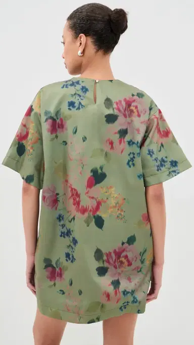 Marques'Almeida Bonded Satin T-Shirt Dress Green Floral | Thumbnail 4 Marques'Almeida Bonded Satin T-Shirt Dress Green Floral | Thumbnail 4