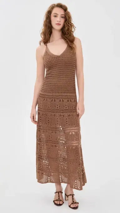 Dress To Vintage Tricot Maxi Dress Brown Castanha | Thumbnail 2 Dress To Vintage Tricot Maxi Dress Brown Castanha | Thumbnail 2