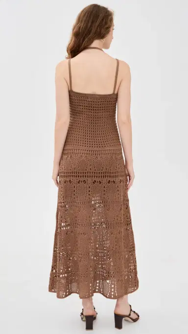 Dress To Vintage Tricot Maxi Dress Brown Castanha | Thumbnail 3 Dress To Vintage Tricot Maxi Dress Brown Castanha | Thumbnail 3