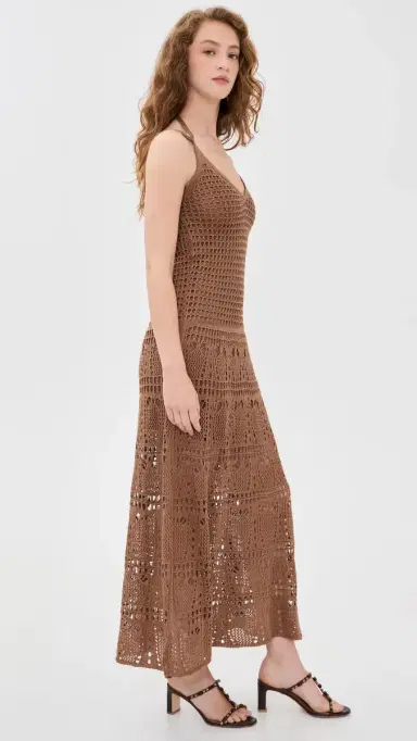 Dress To Vintage Tricot Maxi Dress Brown Castanha | Thumbnail 4 Dress To Vintage Tricot Maxi Dress Brown Castanha | Thumbnail 4