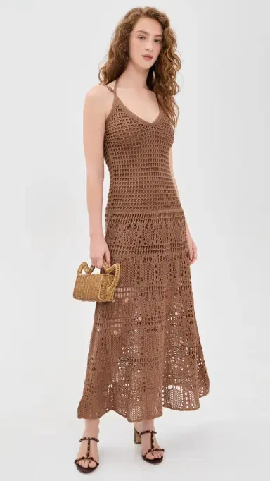 Dress To Vintage Tricot Maxi Dress Brown Castanha | Thumbnail 5 Dress To Vintage Tricot Maxi Dress Brown Castanha | Thumbnail 5