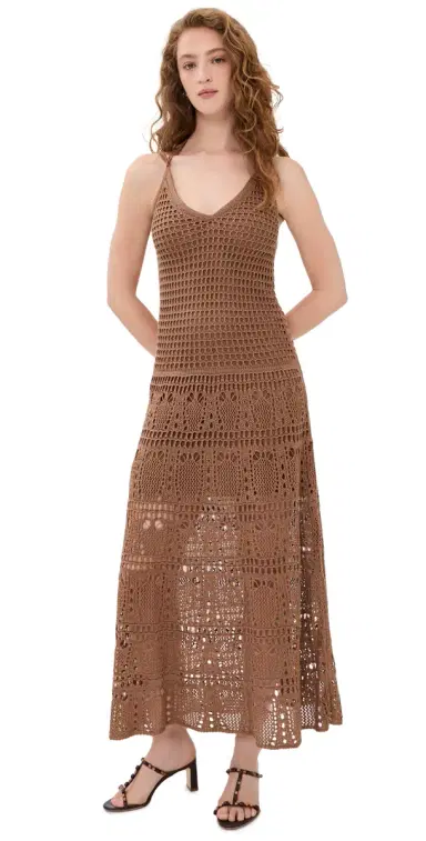 Dress To Vintage Tricot Maxi Dress Brown Castanha | Thumbnail 1 Dress To Vintage Tricot Maxi Dress Brown Castanha | Thumbnail 1