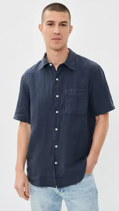 Madewell Short Sleeve Linen Shirt Ink | Thumbnail 2 Madewell Short Sleeve Linen Shirt Ink | Thumbnail 2