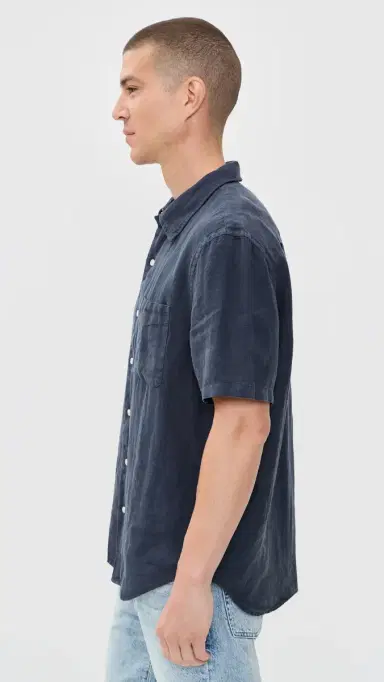 Madewell Short Sleeve Linen Shirt Ink | Thumbnail 4 Madewell Short Sleeve Linen Shirt Ink | Thumbnail 4