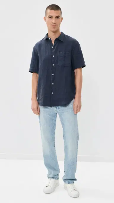 Madewell Short Sleeve Linen Shirt Ink | Thumbnail 5 Madewell Short Sleeve Linen Shirt Ink | Thumbnail 5
