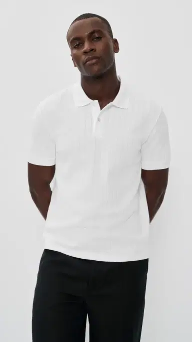 Vince Drop Needle tripe Polo Optic White | Thumbnail 2 Vince Drop Needle tripe Polo Optic White | Thumbnail 2