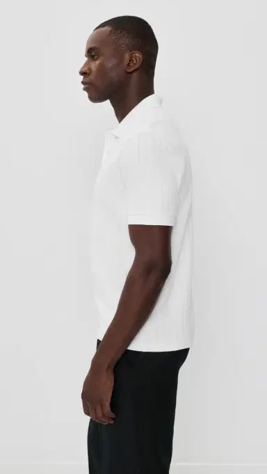 Vince Drop Needle tripe Polo Optic White | Thumbnail 4 Vince Drop Needle tripe Polo Optic White | Thumbnail 4