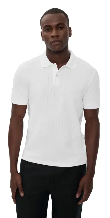 Vince Drop Needle tripe Polo Optic White | Thumbnail 1 Vince Drop Needle tripe Polo Optic White | Thumbnail 1