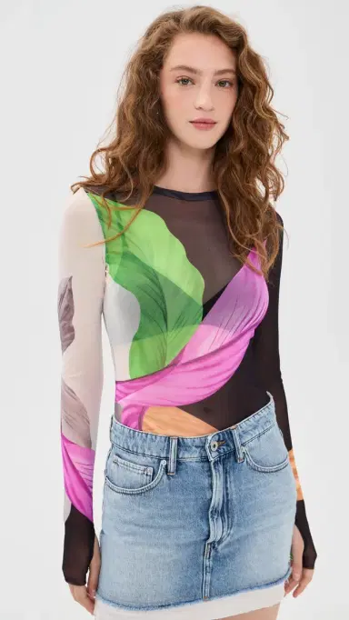 AFRM Kaylee Mesh Top Summer Feathers L | Thumbnail 2 AFRM Kaylee Mesh Top Summer Feathers L | Thumbnail 2