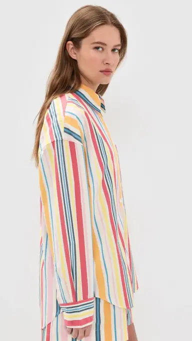 Faherty Coastal Poplin Relaxed Button Down Shirt unset Parade | Thumbnail 4 Faherty Coastal Poplin Relaxed Button Down Shirt unset Parade | Thumbnail 4