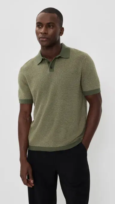 Vince Colorblock Feed tripe Polo Coulter Green/Desert Brush | Thumbnail 2 Vince Colorblock Feed tripe Polo Coulter Green/Desert Brush | Thumbnail 2