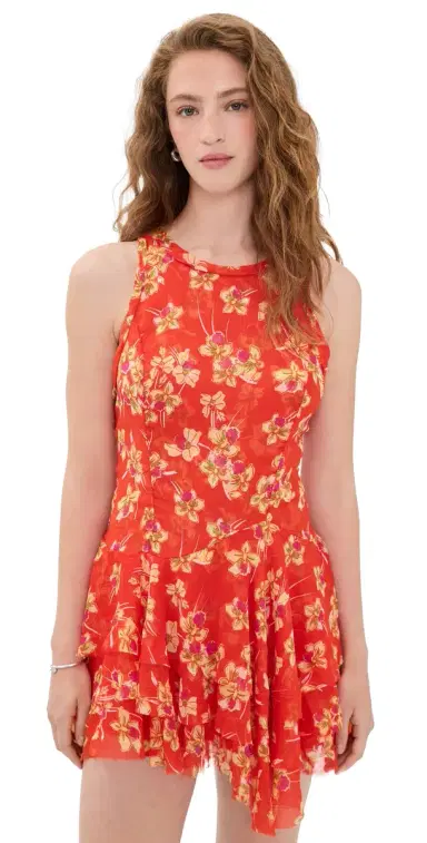 Free People Raven Printed Mini Dress Red Combo | Thumbnail 1 Free People Raven Printed Mini Dress Red Combo | Thumbnail 1