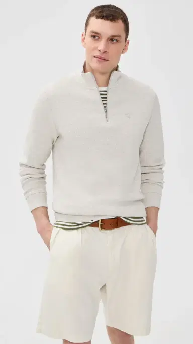 Barbour Ravensworth Half Zip Sweatshirt Ecru Marl | Thumbnail 2 Barbour Ravensworth Half Zip Sweatshirt Ecru Marl | Thumbnail 2