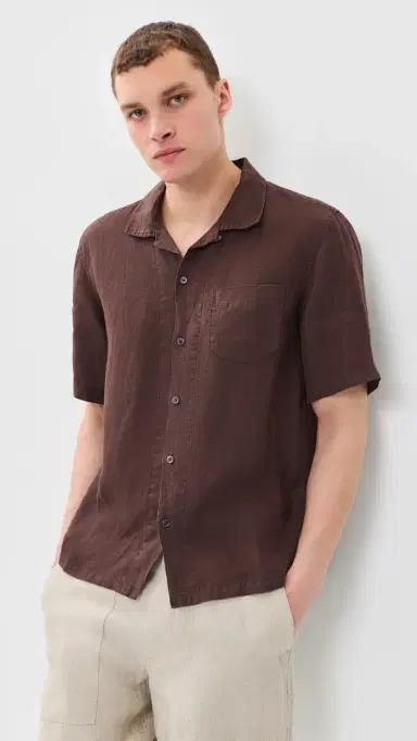 Alex Mill Camp Shirt In Linen Dark Brown | Thumbnail 2 Alex Mill Camp Shirt In Linen Dark Brown | Thumbnail 2