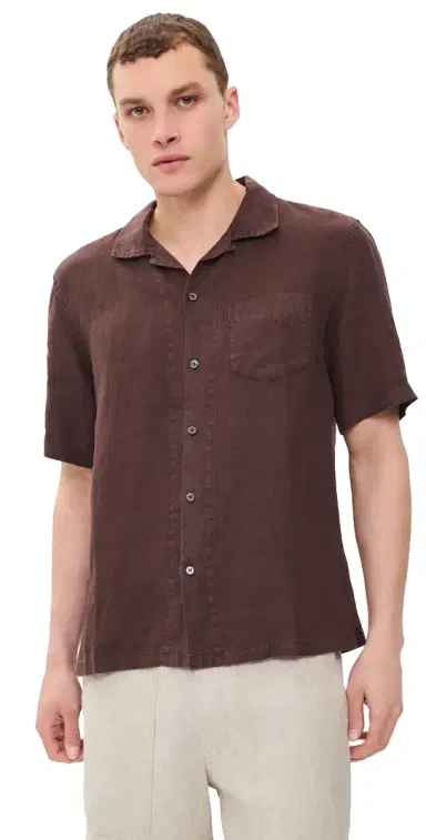 Alex Mill Camp Shirt In Linen Dark Brown | Thumbnail 1 Alex Mill Camp Shirt In Linen Dark Brown | Thumbnail 1