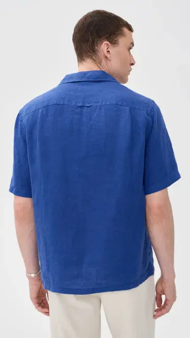 Alex Mill Camp Shirt In inen Cobalt | Thumbnail 3 Alex Mill Camp Shirt In inen Cobalt | Thumbnail 3