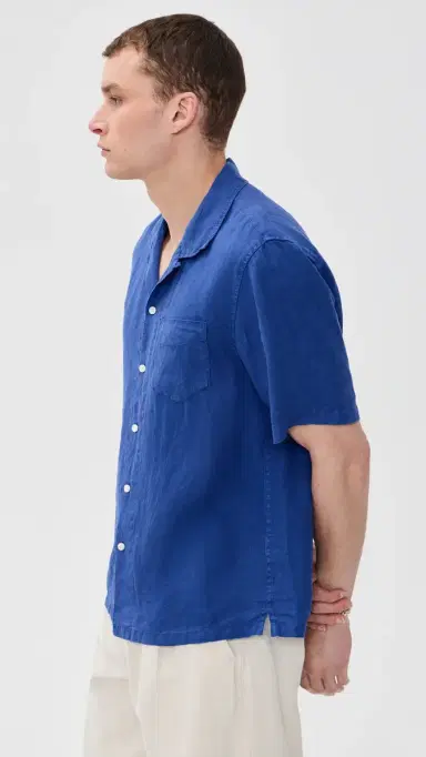 Alex Mill Camp Shirt In inen Cobalt | Thumbnail 4 Alex Mill Camp Shirt In inen Cobalt | Thumbnail 4