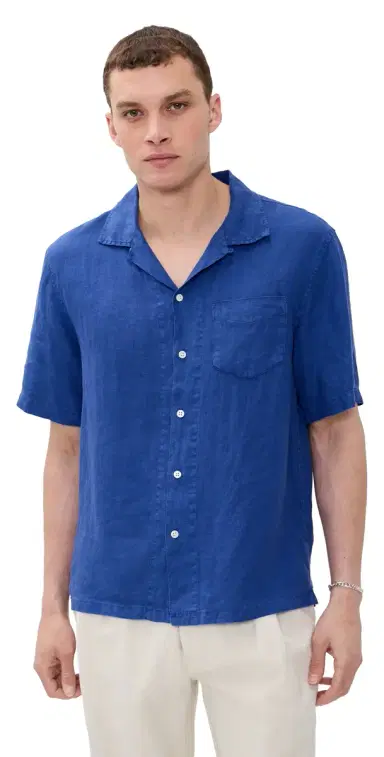 Alex Mill Camp Shirt In inen Cobalt | Thumbnail 1 Alex Mill Camp Shirt In inen Cobalt | Thumbnail 1