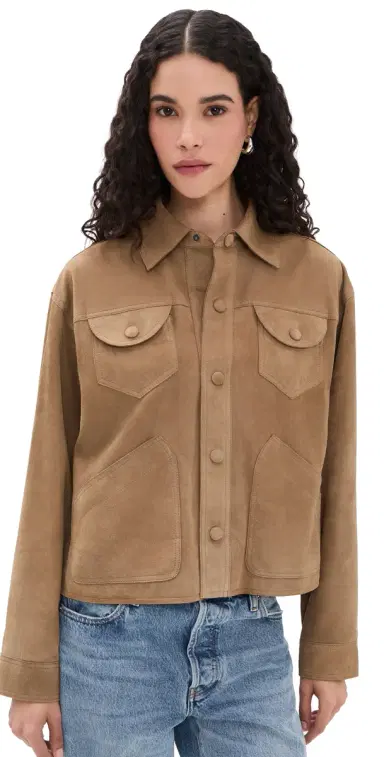 FRAME The Suede Utility Jacket Chai | Thumbnail 1 FRAME The Suede Utility Jacket Chai | Thumbnail 1