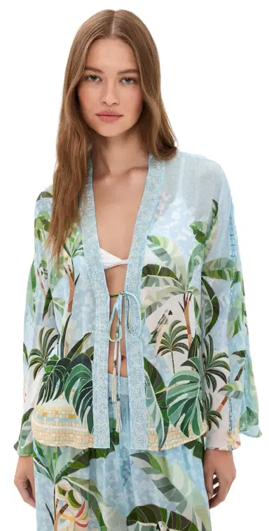 Farm Rio Embroidered Coverup Blouse osaic Rio | Thumbnail 1 Farm Rio Embroidered Coverup Blouse osaic Rio | Thumbnail 1