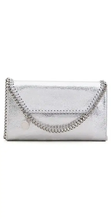 Stella McCartney Falabella Metallic Wallet On Chain Silver One Size | Thumbnail 1 Stella McCartney Falabella Metallic Wallet On Chain Silver One Size | Thumbnail 1