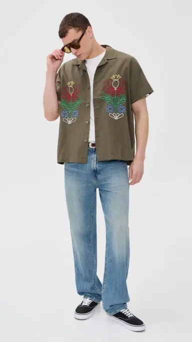Obey Perry Woven Button Down Canteen M | Thumbnail 5 Obey Perry Woven Button Down Canteen M | Thumbnail 5