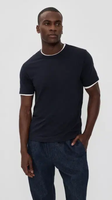 Vince Fine Slub Double Layer Tee Coastal/Smock White L | Thumbnail 2 Vince Fine Slub Double Layer Tee Coastal/Smock White L | Thumbnail 2
