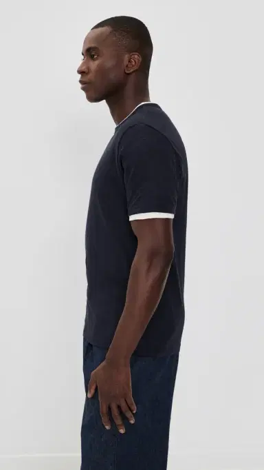 Vince Fine Slub Double Layer Tee Coastal/Smock White L | Thumbnail 4 Vince Fine Slub Double Layer Tee Coastal/Smock White L | Thumbnail 4