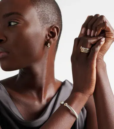 David Yurman Cable Flex sterling silver and 14kt gold cuff bracelet with diamonds and pearls | Thumbnail 3 David Yurman Cable Flex sterling silver and 14kt gold cuff bracelet with diamonds and pearls | Thumbnail 3