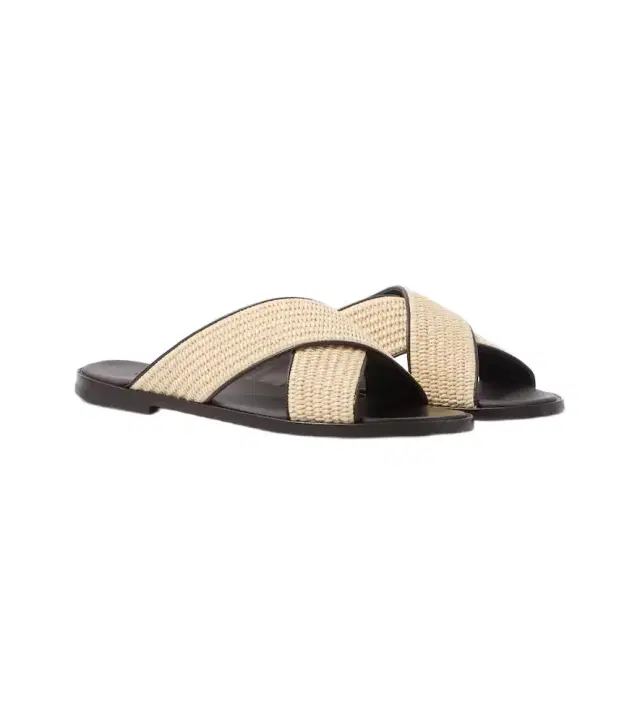 Otawi leather-trimmed raffia sandals Otawi leather-trimmed raffia sandals