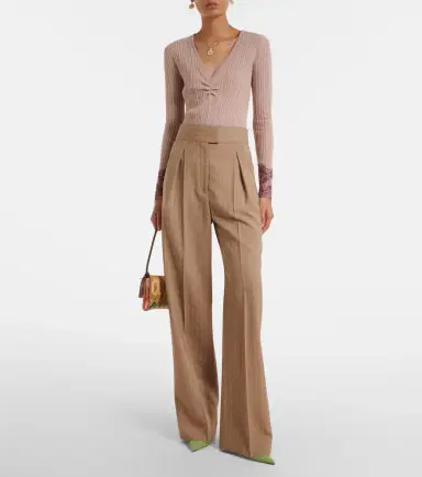 Valentino Gathered lace-trimmed cashmere sweater | Thumbnail 2 Valentino Gathered lace-trimmed cashmere sweater | Thumbnail 2