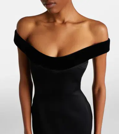 David Koma Velvet-trimmed gown | Thumbnail 3 David Koma Velvet-trimmed gown | Thumbnail 3