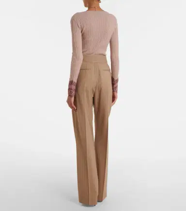 Valentino Pinstripe pleated wool wide-leg pants | Thumbnail 5 Valentino Pinstripe pleated wool wide-leg pants | Thumbnail 5
