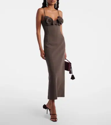 Magda Butrym Floral-appliqué wool-blend midi dress | Thumbnail 3 Magda Butrym Floral-appliqué wool-blend midi dress | Thumbnail 3