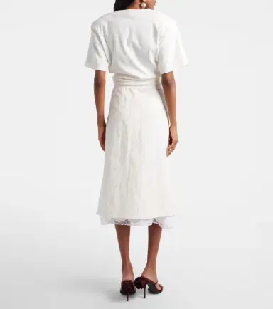 Magda Butrym Lace-trimmed silk-blend midi skirt | Thumbnail 3 Magda Butrym Lace-trimmed silk-blend midi skirt | Thumbnail 3