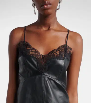 Magda Butrym Lace-trimmed leather midi dress | Thumbnail 2 Magda Butrym Lace-trimmed leather midi dress | Thumbnail 2