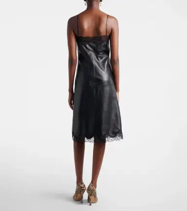 Magda Butrym Lace-trimmed leather midi dress | Thumbnail 4 Magda Butrym Lace-trimmed leather midi dress | Thumbnail 4