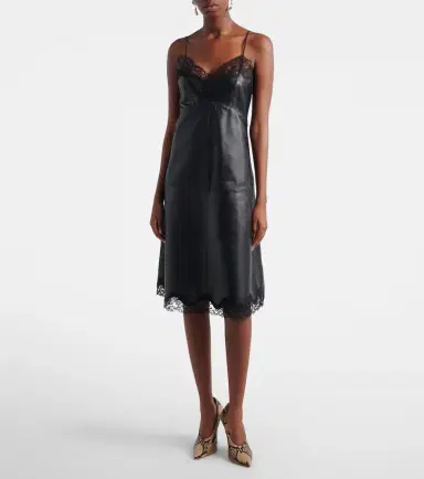 Magda Butrym Lace-trimmed leather midi dress | Thumbnail 5 Magda Butrym Lace-trimmed leather midi dress | Thumbnail 5