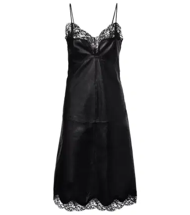 Magda Butrym Lace-trimmed leather midi dress | Thumbnail 1 Magda Butrym Lace-trimmed leather midi dress | Thumbnail 1