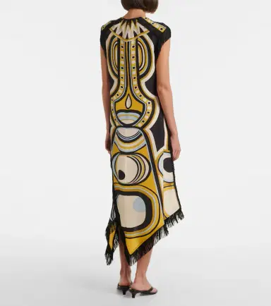 La DoubleJ Scarf fringed printed silk voile midi dress | Thumbnail 3 La DoubleJ Scarf fringed printed silk voile midi dress | Thumbnail 3