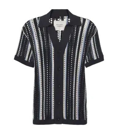Frescobol Carioca Pinto crochet striped cotton shirt | Thumbnail 1 Frescobol Carioca Pinto crochet striped cotton shirt | Thumbnail 1