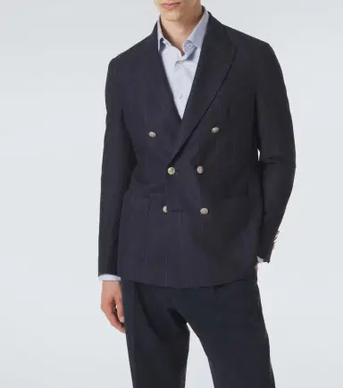 Eleventy Pinstriped wool, cotton, and cashmere blazer | Thumbnail 2 Eleventy Pinstriped wool, cotton, and cashmere blazer | Thumbnail 2