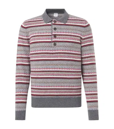 Eleventy Striped wool jacquard polo sweater | Thumbnail 1 Eleventy Striped wool jacquard polo sweater | Thumbnail 1