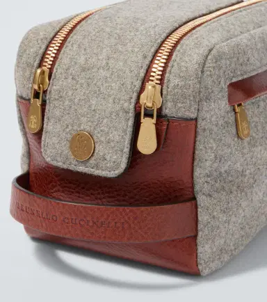 Brunello Cucinelli Leather-trimmed toiletry bag | Thumbnail 2 Brunello Cucinelli Leather-trimmed toiletry bag | Thumbnail 2