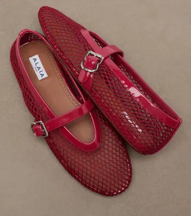 Alaïa Alaïa Leather-trimmed fishnet Mary Jane flats | Thumbnail 2 Alaïa Alaïa Leather-trimmed fishnet Mary Jane flats | Thumbnail 2