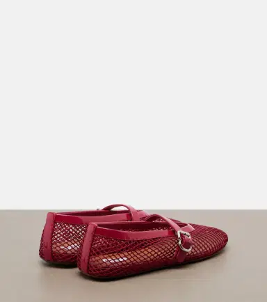 Alaïa Alaïa Leather-trimmed fishnet Mary Jane flats | Thumbnail 3 Alaïa Alaïa Leather-trimmed fishnet Mary Jane flats | Thumbnail 3