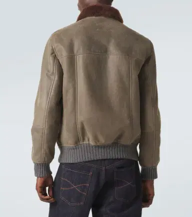 Brunello Cucinelli Shearling-lined leather blouson jacket | Thumbnail 3 Brunello Cucinelli Shearling-lined leather blouson jacket | Thumbnail 3