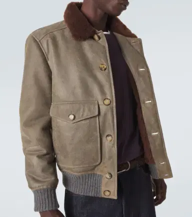 Brunello Cucinelli Shearling-lined leather blouson jacket | Thumbnail 5 Brunello Cucinelli Shearling-lined leather blouson jacket | Thumbnail 5