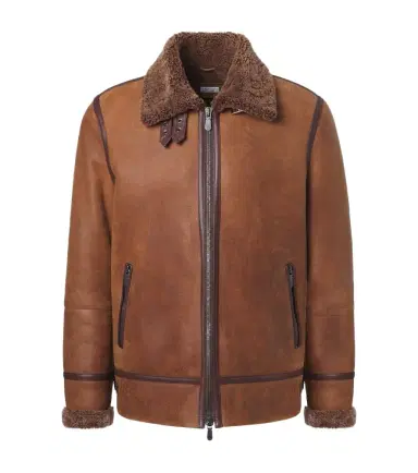 Brunello Cucinelli Shearling-lined leather jacket | Thumbnail 1 Brunello Cucinelli Shearling-lined leather jacket | Thumbnail 1