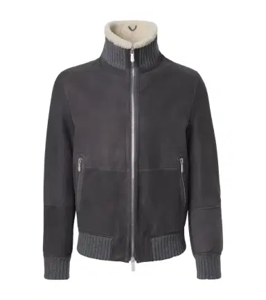 Brunello Cucinelli Cashmere-trimmed shearling blouson jacket | Thumbnail 1 Brunello Cucinelli Cashmere-trimmed shearling blouson jacket | Thumbnail 1